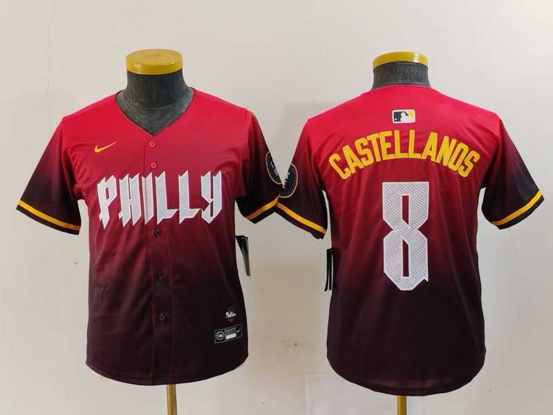 Youth Philadelphia Phillies #8 Nick Castellanos Red Red 2024 City Connect Limited Jersey,We sell and wholesale Youth Philadelphia Phillies #8 Nick Castellanos Red Red 2024 City Connect Limited Jersey on line form chian!